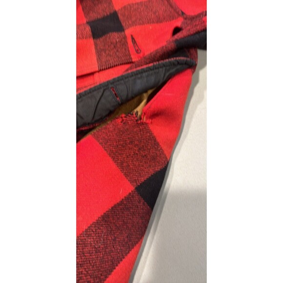 Distressed Bemidji Woolen Mills MACKINAW Med Red Check Hunting Jacket SEE PHOTOS - Picture 7 of 9